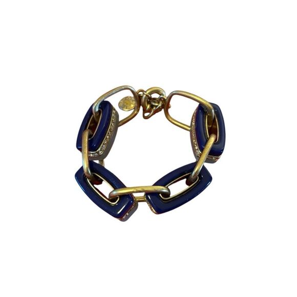 Gorgeous J. Crew Blue, Green, Rhinestone & Matte Gold Toned Statement Br… - Picture 2 of 6